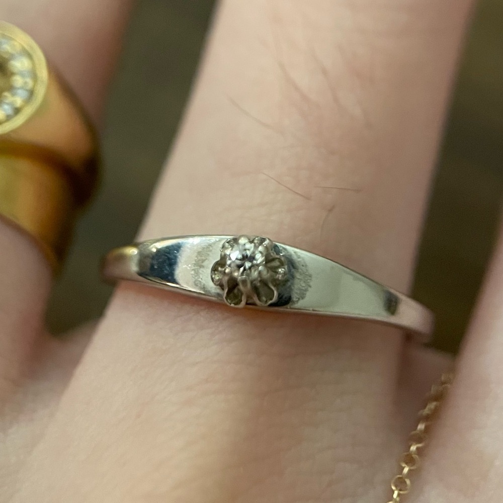 Antique Victorian 10k solid gold diamond buttercup solitaire engagement ring 6 - Picture 7 of 10